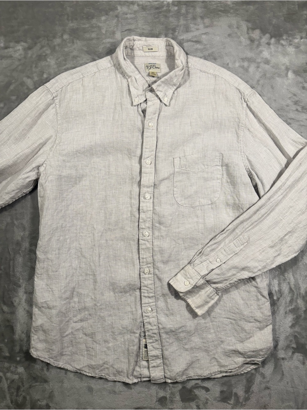 J. Crew Baird McNutt Irish Linen Shirt Mens XL Slim Fit Long Sleeve Beige
